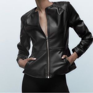 Zara Faux Leather Fitted Jacket
